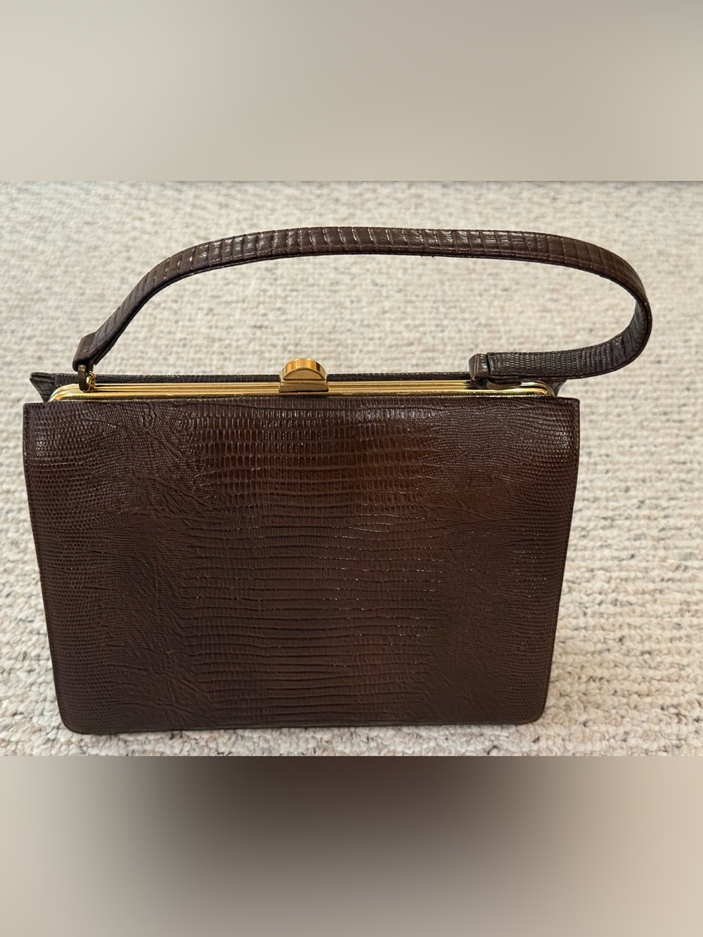 Classic vintage Mam’Selle Original New York  Brown Lizard-Textured Top-Handle